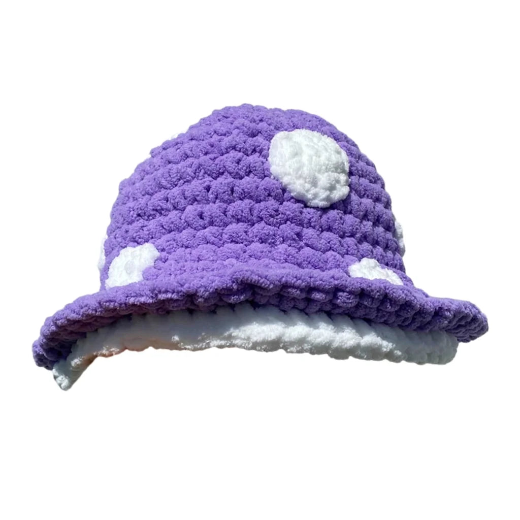 Halloween Crochet Fisherman Hat Soft Bucket Hat Cute Handmade Mushroom Hat Women Children Hat Novelty Photoshoots Hat