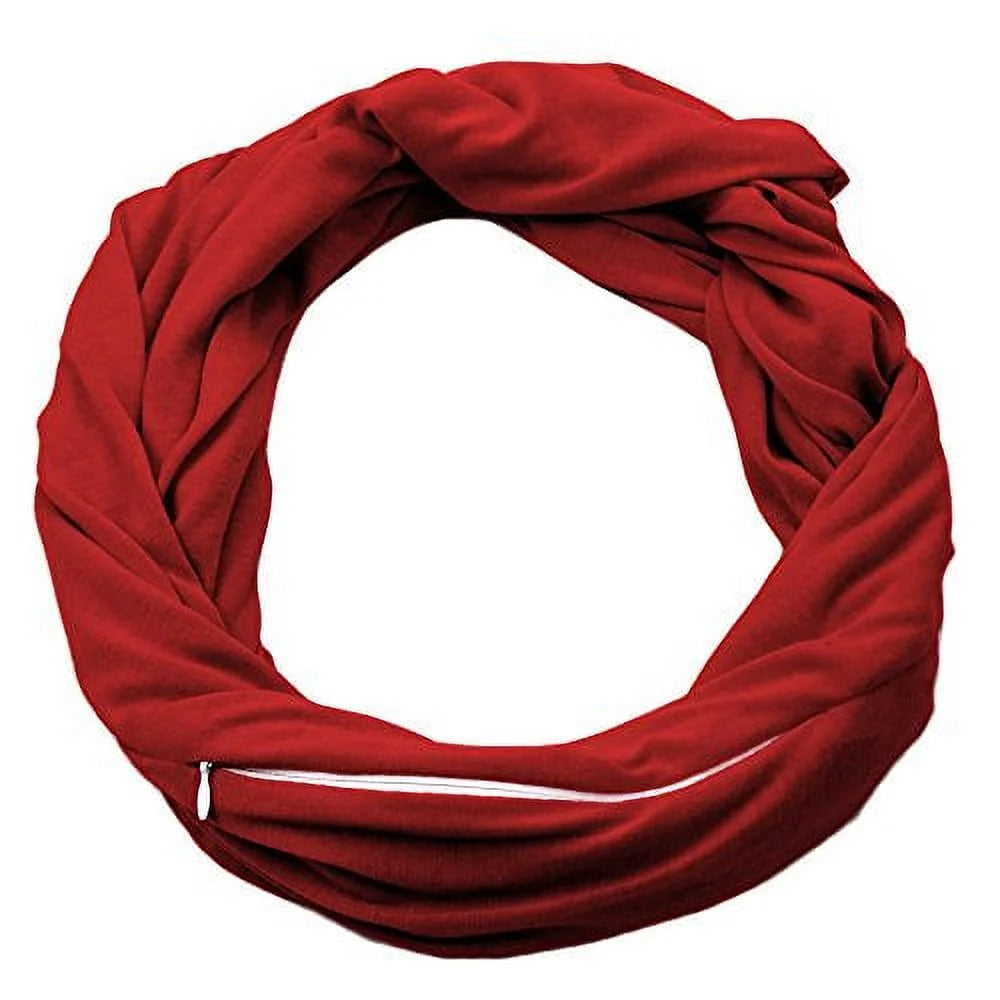 Solid Color Infinity Scarf for Women with Zipper Storage Pocket