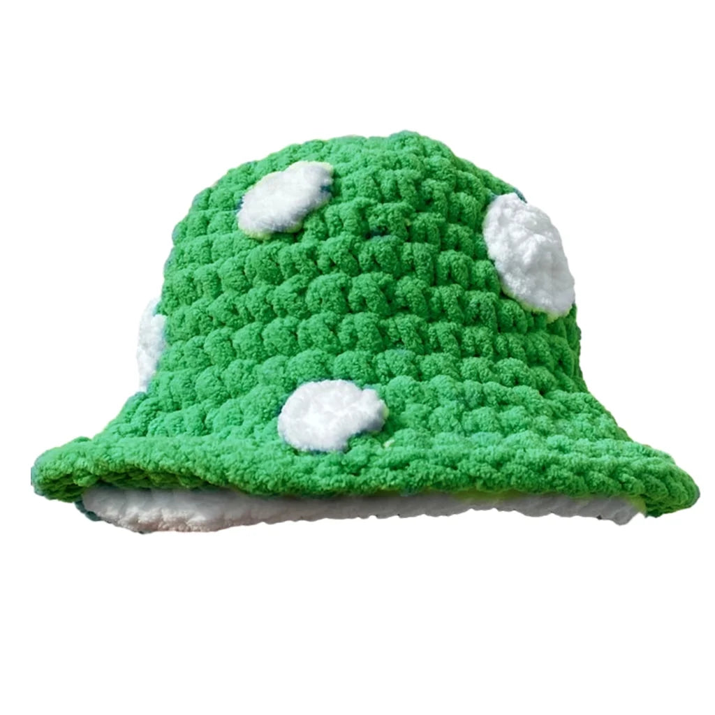 Halloween Crochet Fisherman Hat Soft Bucket Hat Cute Handmade Mushroom Hat Women Children Hat Novelty Photoshoots Hat