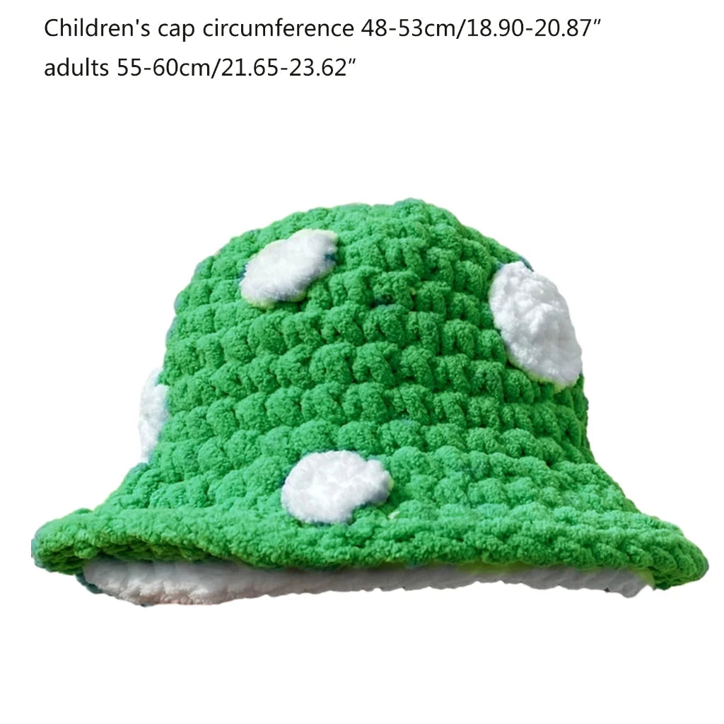 Halloween Crochet Fisherman Hat Soft Bucket Hat Cute Handmade Mushroom Hat Women Children Hat Novelty Photoshoots Hat