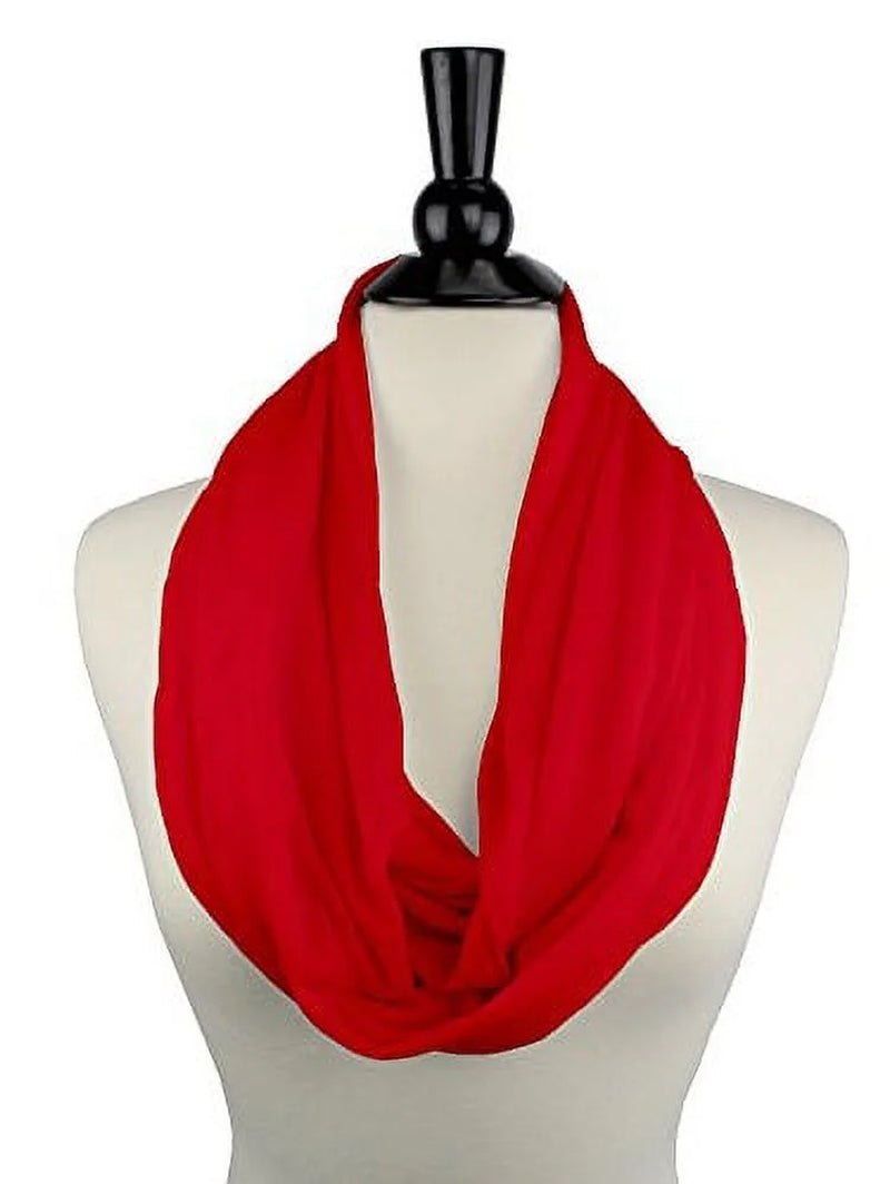 Solid Color Infinity Scarf for Women with Zipper Storage Pocket