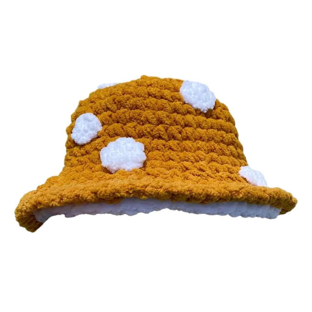 Halloween Crochet Fisherman Hat Soft Bucket Hat Cute Handmade Mushroom Hat Women Children Hat Novelty Photoshoots Hat