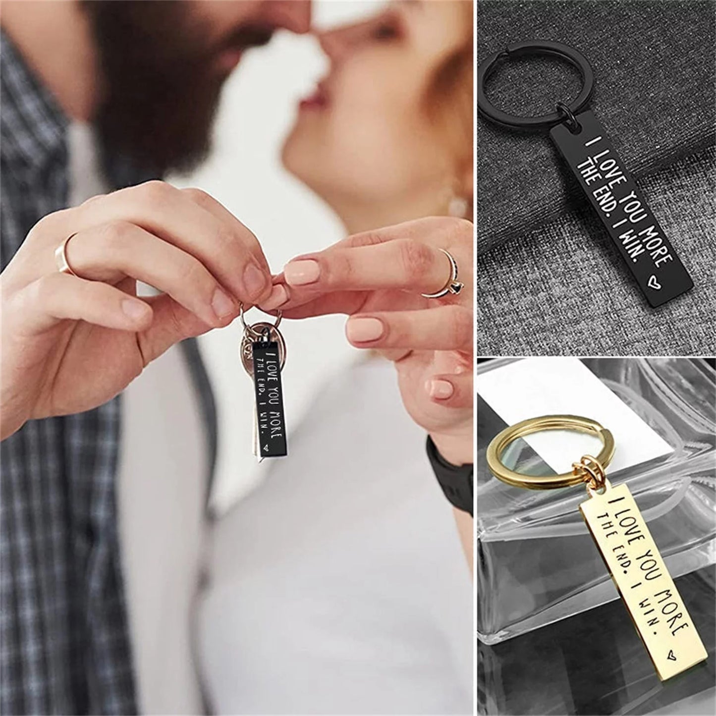 Couple Keychain for Him Her I Love You More Girlfriend Wife Key Ring for Valentine'S Day,Mother'S Day,Christmas Gift