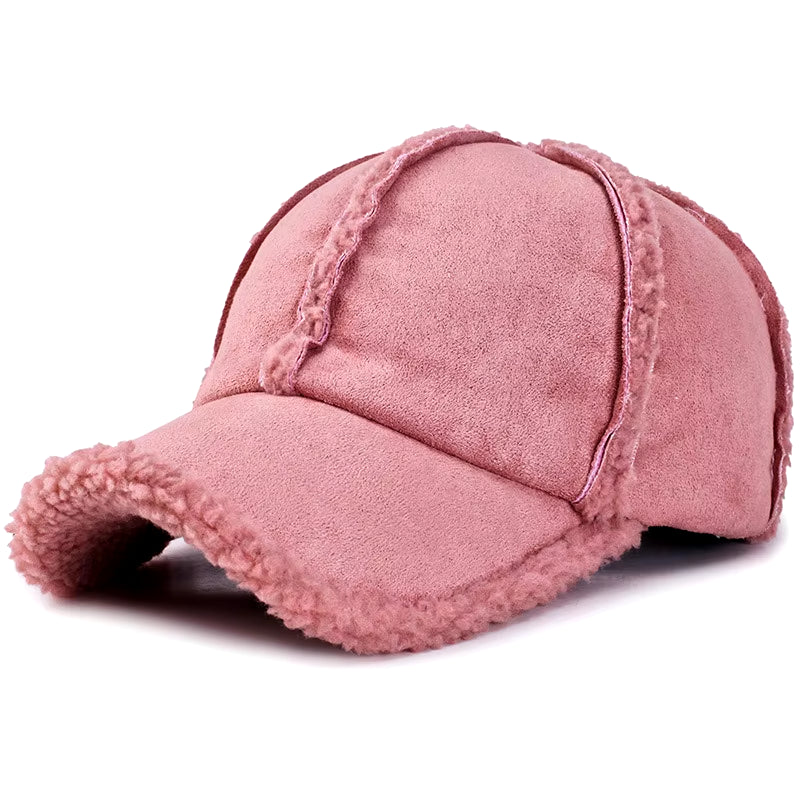 Faux Suede Fleece Winter Dad Hat Women Mens Cap Brown Grey Pink Six Panel Baseball Cap Adjustable