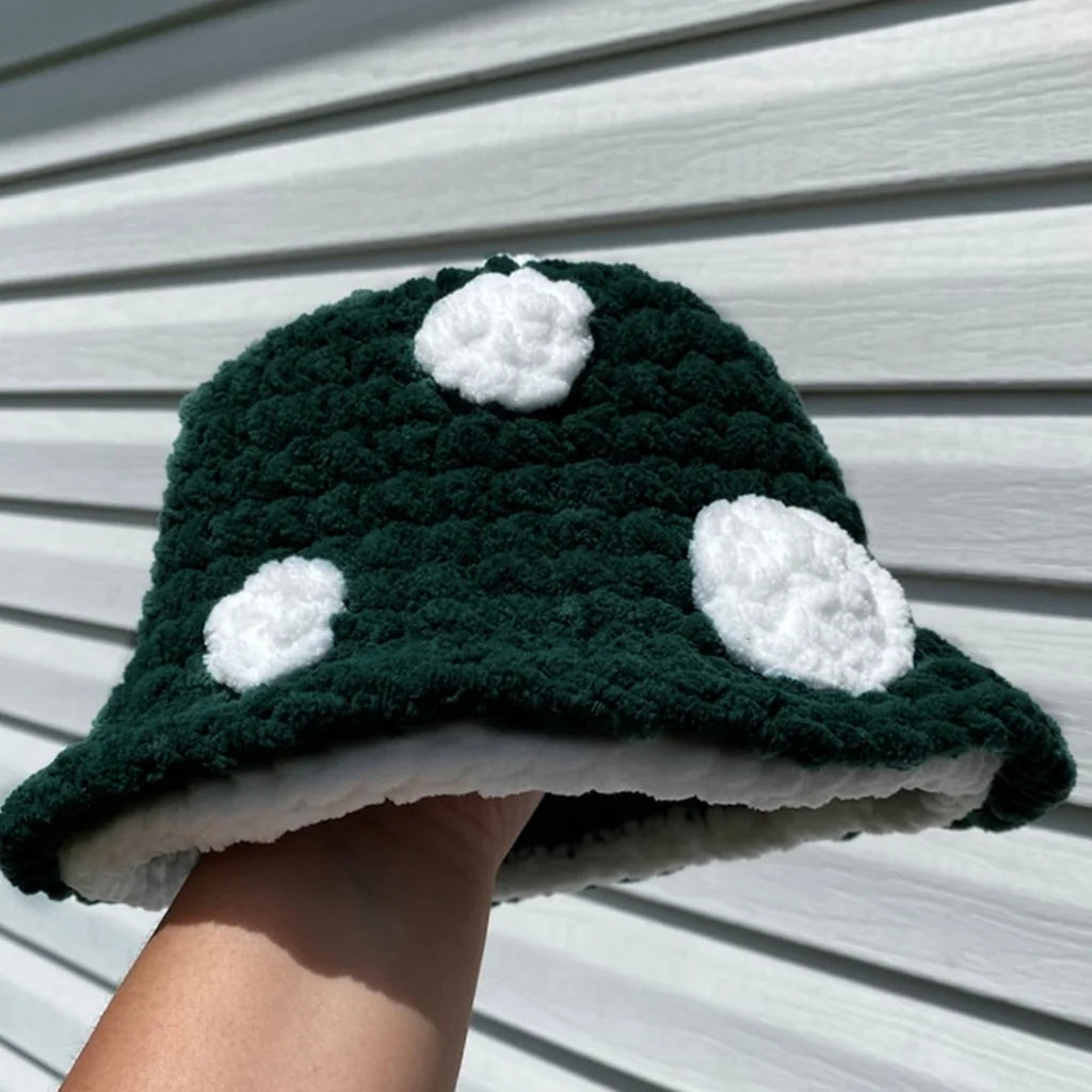 Halloween Crochet Fisherman Hat Soft Bucket Hat Cute Handmade Mushroom Hat Women Children Hat Novelty Photoshoots Hat